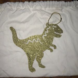 Dinosaur gold sparkle leather keychain
